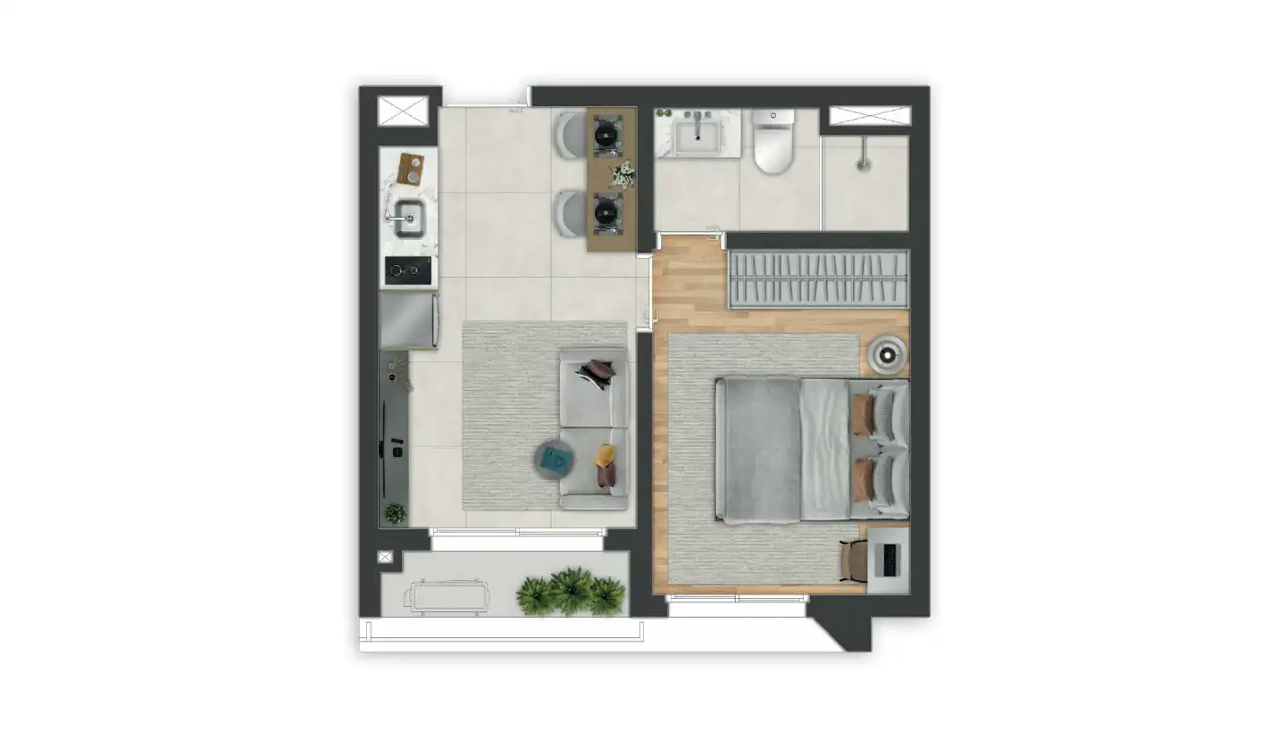 Planta 1 Dorm - Final 11 do 5º ao 11º pavimento